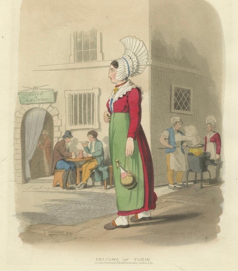 Italian Costume, Woman of Turin in Traditional Dress, 1835, close-up 5