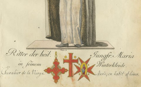 Knight of the Holy Virgin Mary in Winter Attire: 18th-Century Engraving, close-up 2