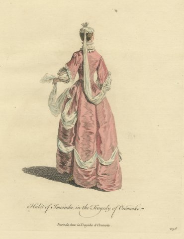 Imoinda in the Tragedy of Oroonoko, Back View, Georgian Stage, Jefferys 1757