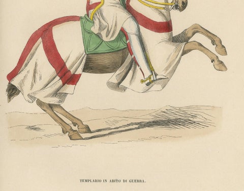 Templar Knight in Battle Attire, Costume Di Moyen Age, 1847, close-up 1