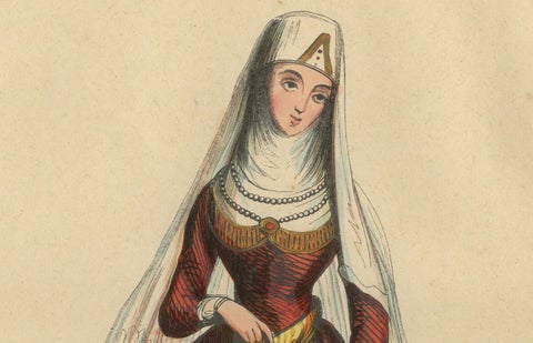 Exquisite 1844 Lithograph of Traditional Georgian Woman in Full Attire, close-up 2