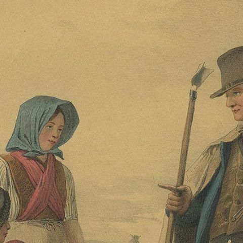 Antique Costume Print of the Province of Drenthe, Holland, 1857, close-up 1