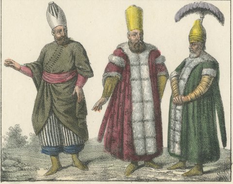 A Pasha in War and in Peace, the Aga, His Page and the Koul Kehaya, 1842, close-up 2