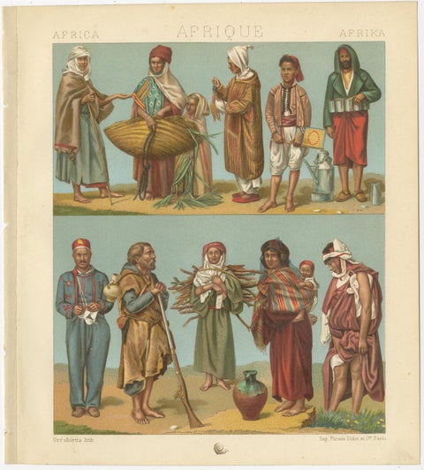 North African Costumes & Figures Set of 4, Racinet Afrique Plates, 1888, view 2