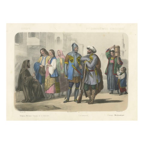 Moldavian and Circassian Costumes, Peoples of the Danubian Provinces, c.1845