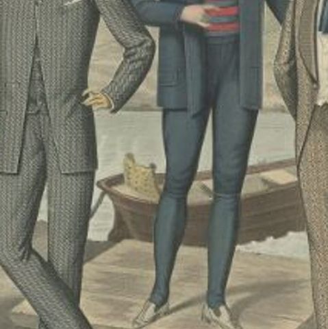 Antique Print of Men's Fashion in Published July 1889 by Klemm & Weiss, C 1900, close-up 2