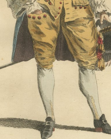 French Man of Quality in 1700 in a Blue Coat, Jefferys Costume Plate, 1757, close-up 3