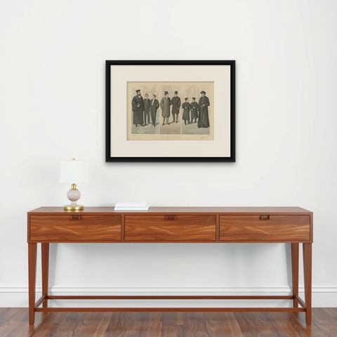 Antique Print of Fashion in February 1899 by Klemm & Weiss, circa 1900, shown framed on a wall