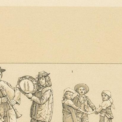 Antique Print of 19th Century Italian Clothing by Racinet, close-up 1