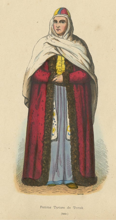 Antique Costume Print of a Tartar Woman from Tomsk by Wahlen, 1843, view 2