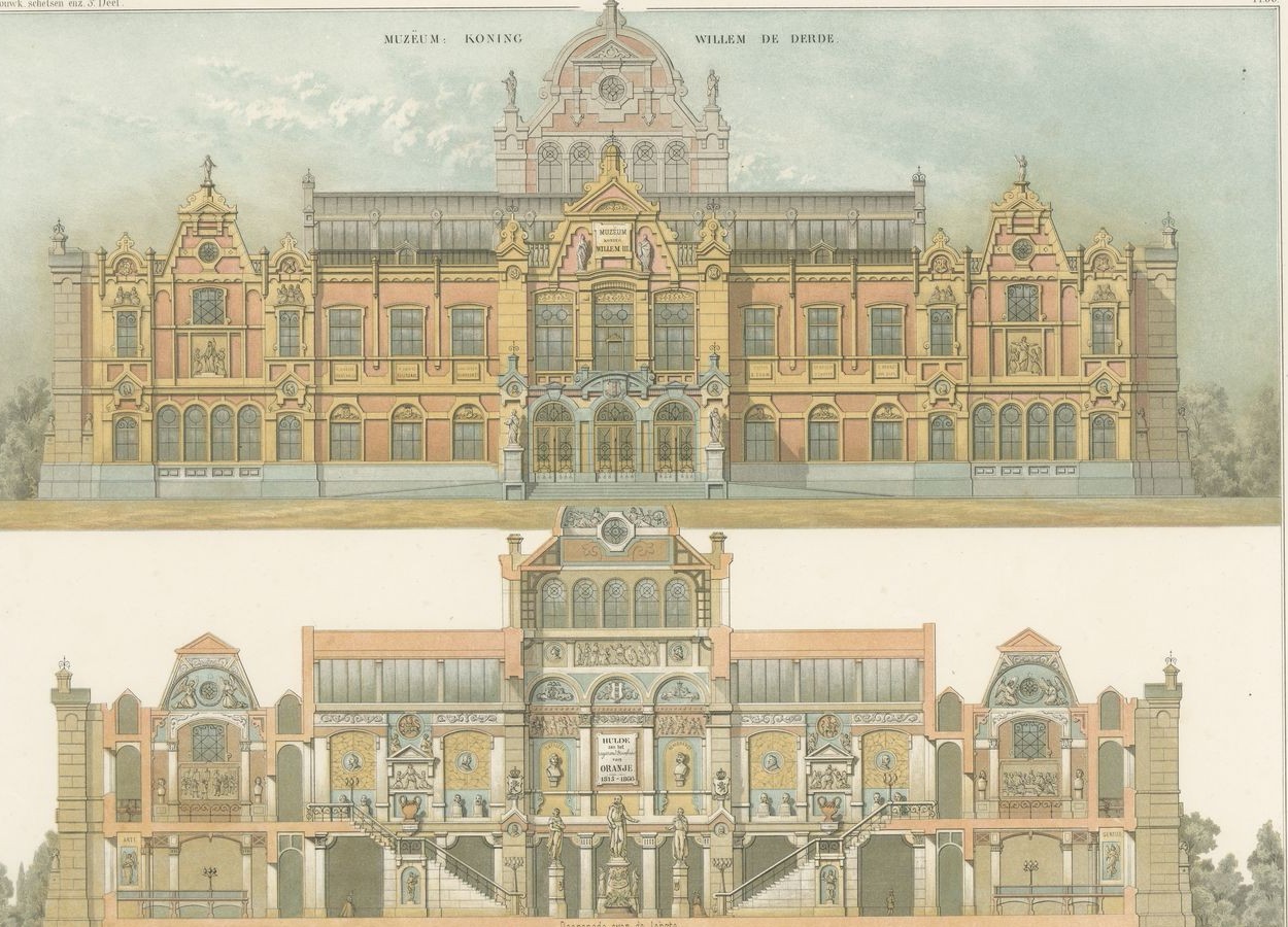 Museum King Willem III, Elevation, Dutch Architecture Print, Leliman, 1865-1866, view 5