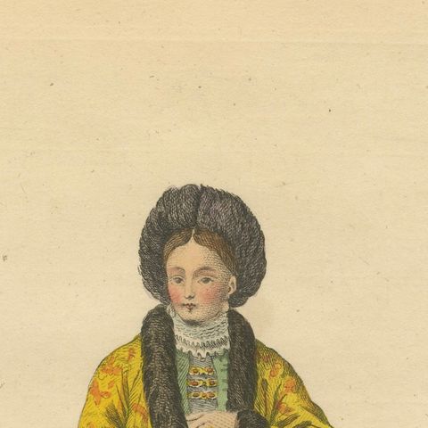 Antique Costume Print of a Princess of Wallachia, Engraving Jefferys, 1749, close-up 5