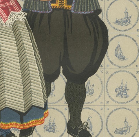 Dutch Folk Couple in Vibrant Marriage Dress from Marken, Netherlands, c.1932, close-up 1