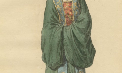 Chinese Lady in Traditional Dress, Antique Costume Print, Jefferys, 1749, close-up 3