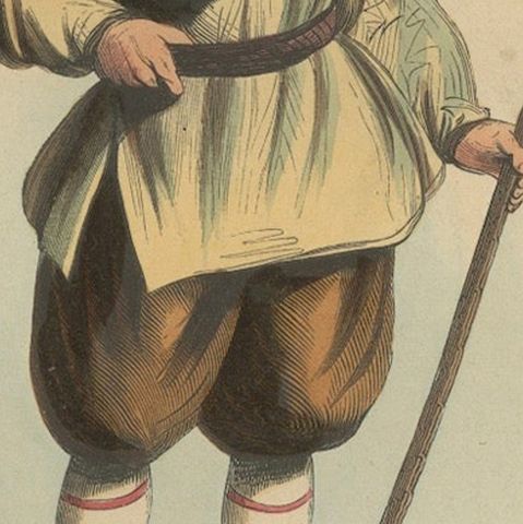 Traditional Korean Attire in 19th Century Hand-Colored Lithograph, close-up 5