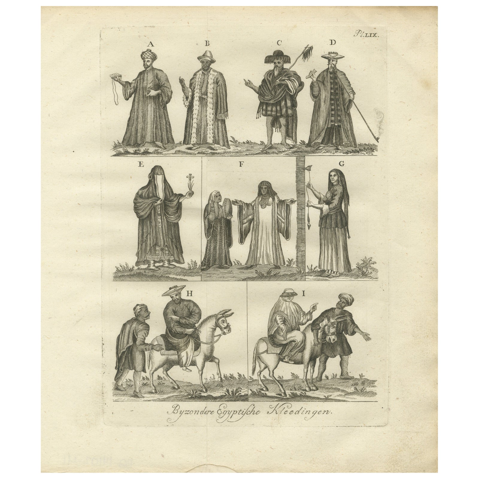Traditional Egyptian Costumes, 18th-Century Ethnographic Engraving