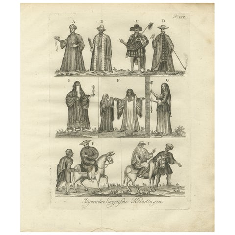 Traditional Egyptian Costumes, 18th-Century Ethnographic Engraving