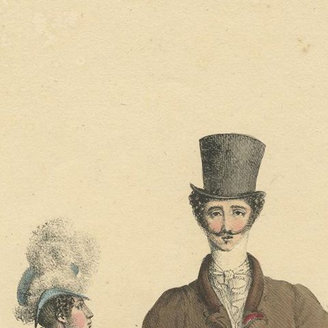Costume de Printemps, Elegant Early 19th-Century French Fashion Engraving, close-up 6