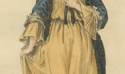 Venetian Morning Dress Costume Print, Lady of Venice Fashion, 1749, close-up 2