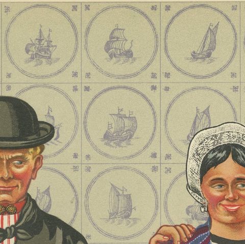 Dutch Man and Woman of Urk in Sunday Dress with Broad Hats, 1932, close-up 6