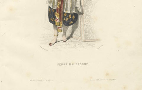 lgeria Moorish Woman, Hand-Colored Costume Lithograph, 1853, close-up 1