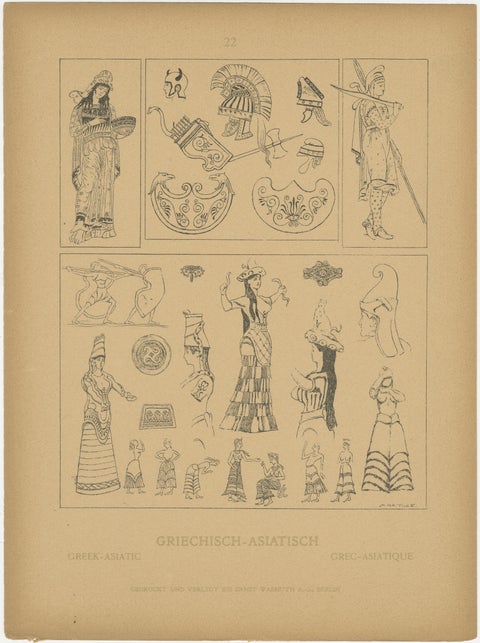 Set of 9 Antique Greek Costume and Antiquity Prints by Wasmuth, Berlin c.1900, view 3