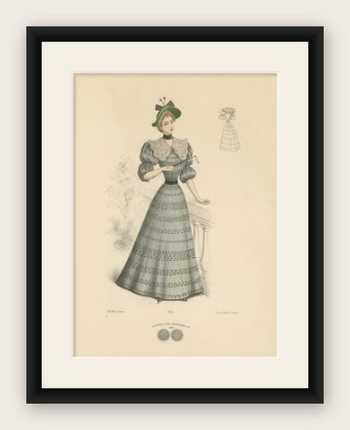 Victorian Daywear: Elegant Fashion Lithograph - the Exposition Universelle 1889, shown framed