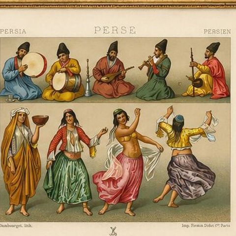 Set of 6 Persian Costume & Interior Chromolithographs by Racinet, 1888, close-up 1