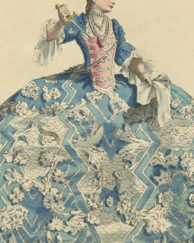 Zara in Congreve's The Mourning Bride, Georgian Stage Costume, Jefferys, 1757, close-up 2
