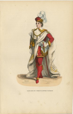 Grand Cross of Leopold of Austria, Hand Colored Wood Engraving, 1844, view 2