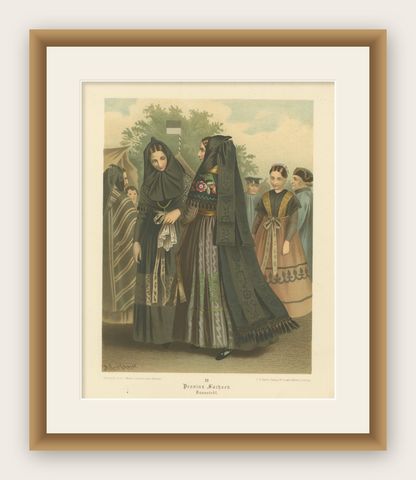 Annaberg Traditional Costume, Dannstedt, Province of Saxony, c.1875, shown framed