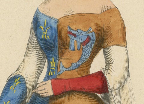 Anne d'Auvergne: Nobility in Heraldic Robes, Hand-colored in 1847, close-up 2