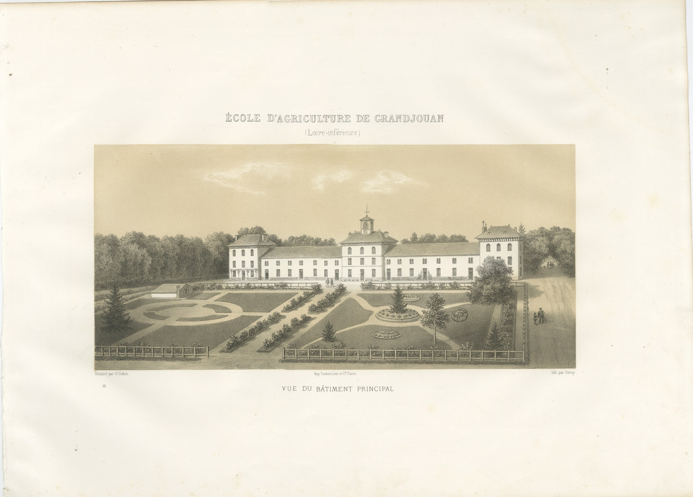 Grandjouan Agricultural School, Antique French School Print, 1873, view 2