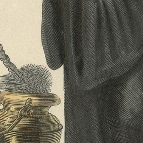Antique Hand-colored Print of an English Benedictine in Choir Dress, 1845, close-up 3