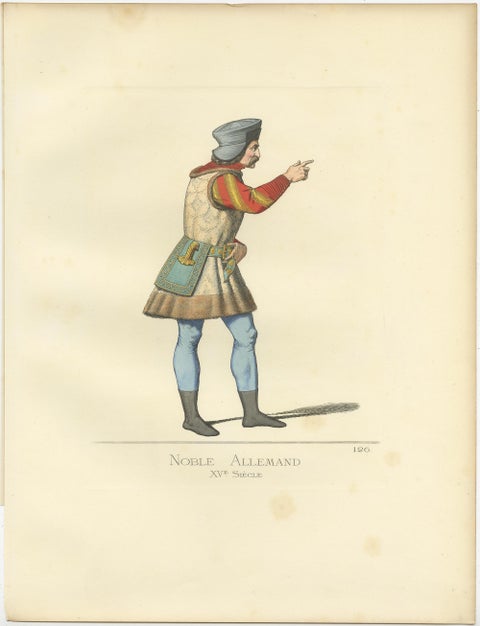 Antique Print of a German Nobleman, 15th Century, by Bonnard, 1860, view 3