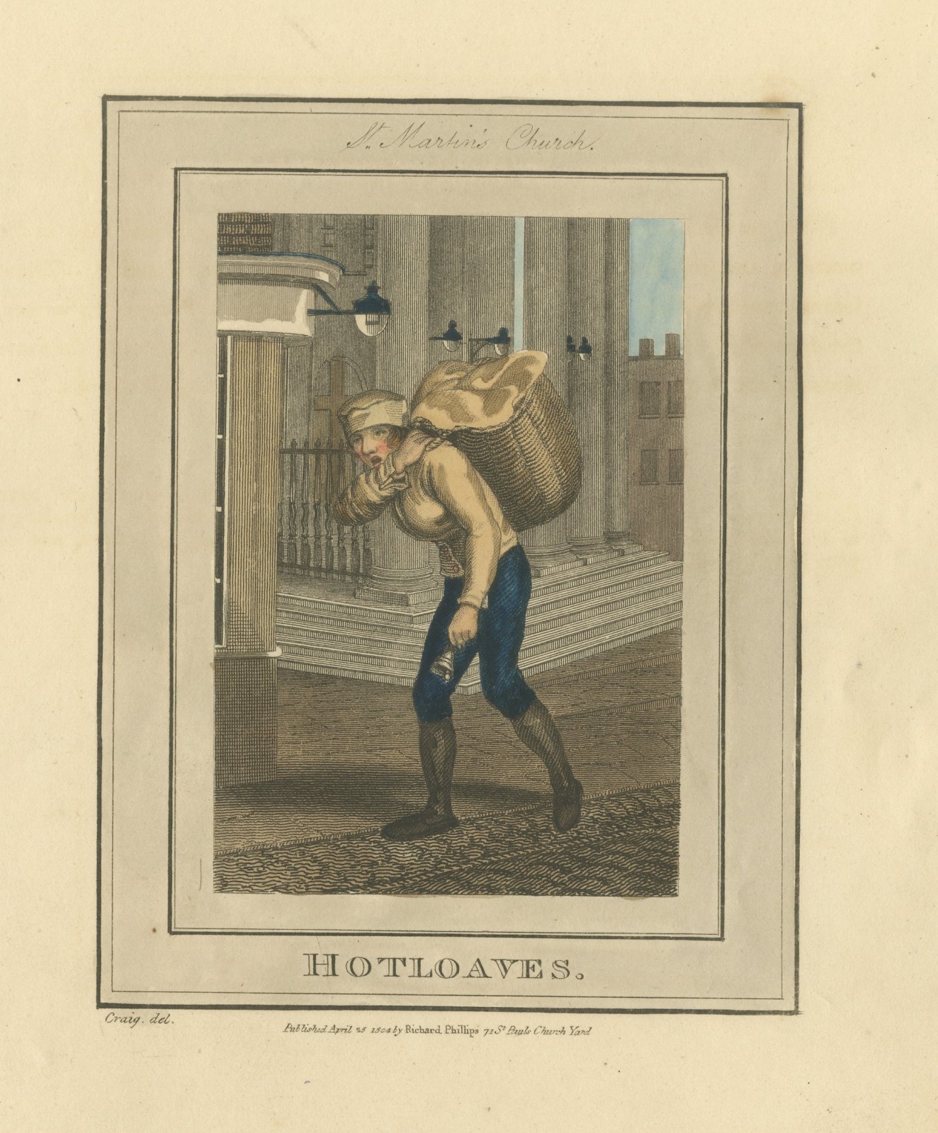Hot Loaves, St. Martin's Church, Cries of London, 1804