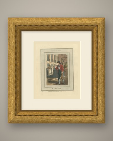 Rabbit Seller in Portland Place, Cries of London, 1804, shown framed