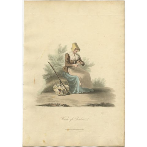 Antique Handcolored Engraving of a Woman of Brabant, the Netherlands, 1817, view 2