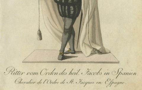 Knight of the Order of St. James in Spain - Historical Costume Engraving, 1791, close-up 1