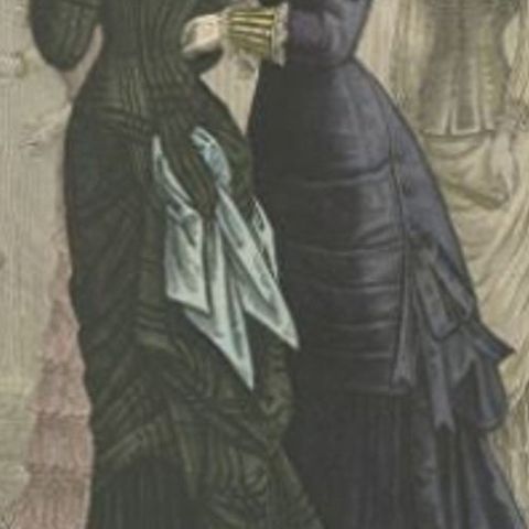 Antique Fashion Print by Marquart, 1881, close-up 2
