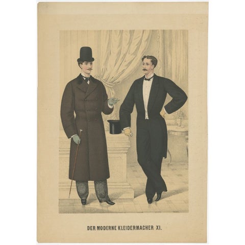 Antique Original Print of Men's Fashion, C.1890, view 2