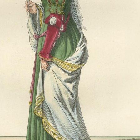 Young Sienese, Noblewoman, and Apothecary in Medieval Italian Dress - 1845, close-up 4
