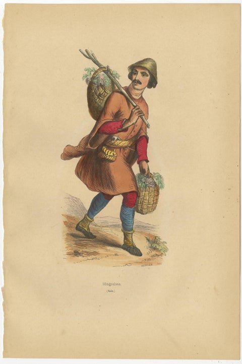 1844 Lithograph of a Mingrelian Man in Traditional Georgian Attire, view 2