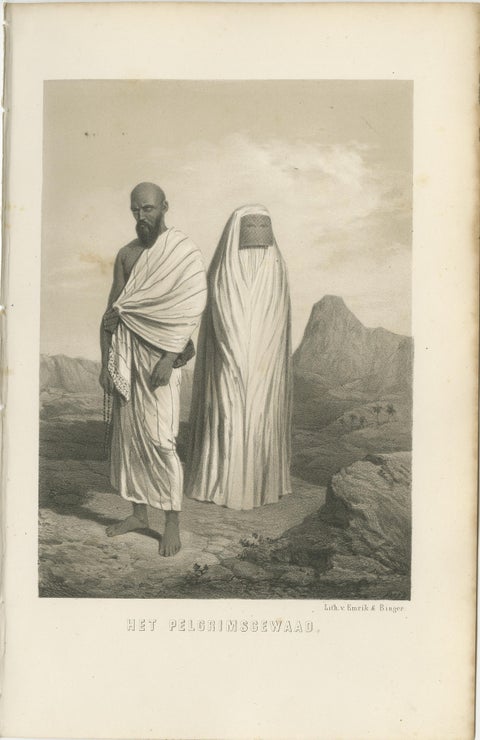 Islamic Costume Print Pilgrim Attire of Mecca, 1863 Dutch Lithograph, view 2