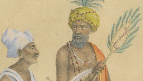 Indian Merchants & Noblemen, Brodtmann Hand-Colored Lithograph, 1816, close-up 1