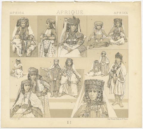 North African Architecture & Costume, Racinet Afrique Plates, Set of 3, 1888, view 4