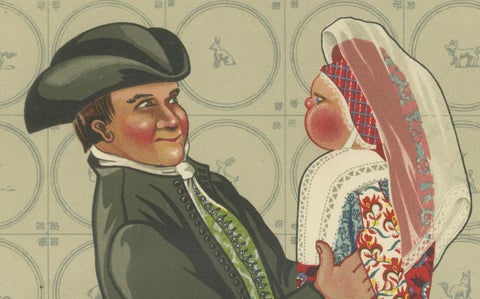 Hindeloopen Family with Painted Cradle, Dutch Costume, 1932, close-up 5