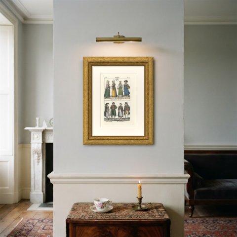 Bavarian Town Costume and Inhabitants of Baden and Wurttemberg, 1842, shown framed on a wall