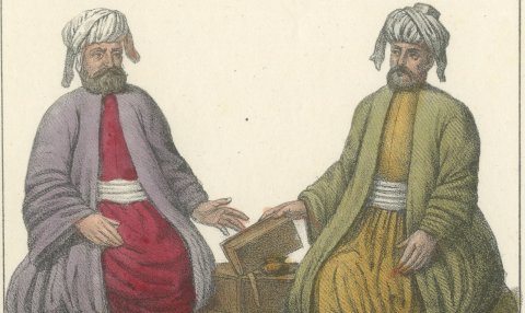 Ottoman Turks Ali and Osman and a Roadside Place of Prayer, 1842, close-up 1