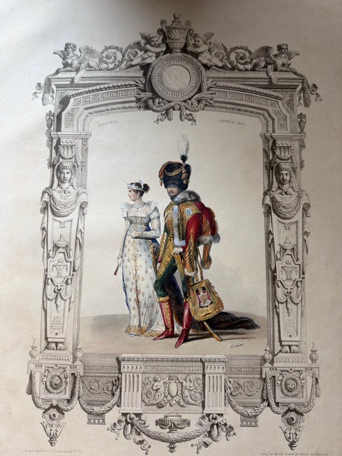 French First Empire Court Costume Lithograph, 1807, Published 1847, view 4